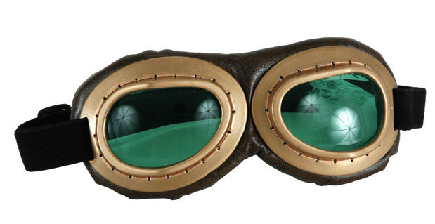 steampunk pilot goggles Aviator Goggles Gold/Green
