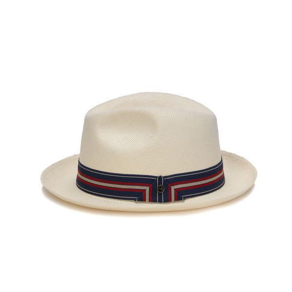 Austral Hats - White Panama Hat with Red, White and Blue Band - Side
