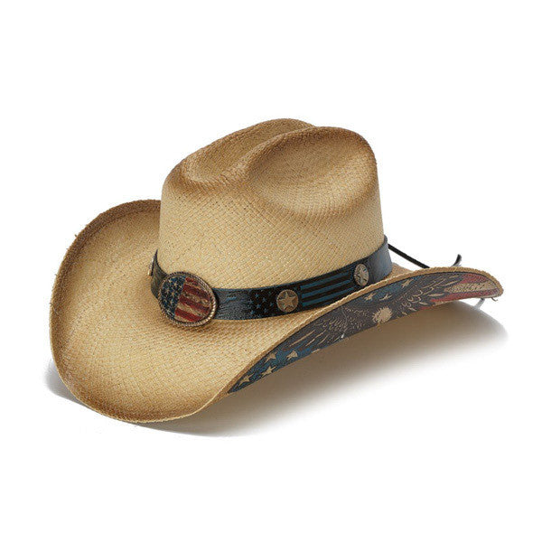 Stampede Hats - Flying Eagle Brim USA Flag Cowboy Hat - Front Angle