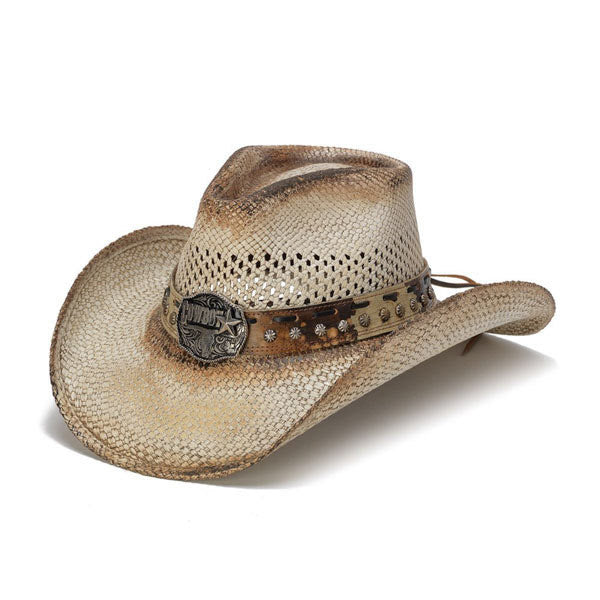 Stampede Hats - “Cowboy” Concho Western Light Straw Hat - Front Angle
