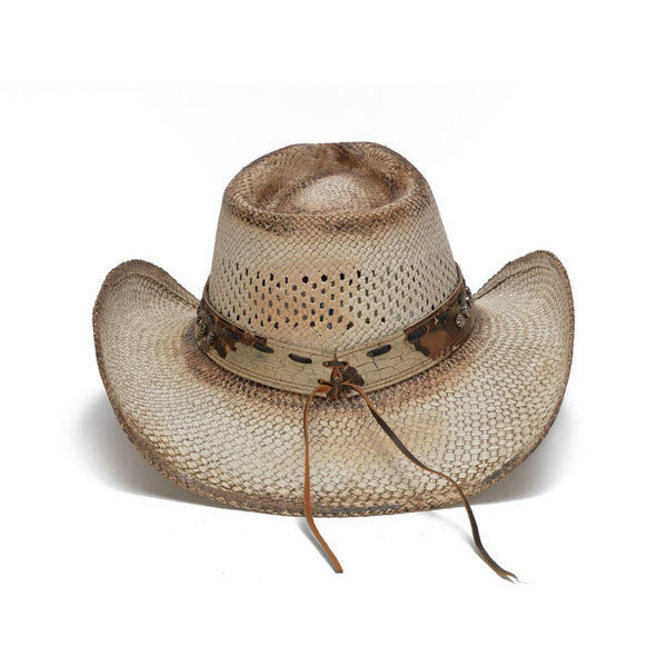Stampede Hats - “Cowboy” Concho Western Light Straw Hat - Back