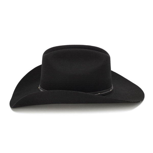 Stampede Hats - 100X Wool Felt Black Cowboy Hat with Studded Leather Trim - Side