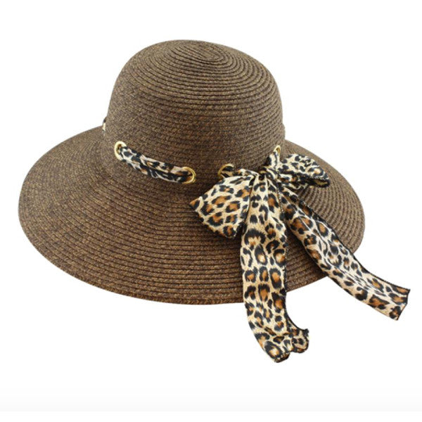 California Hat Company - Leopard Ladies Sewn Braid Straw Hat
