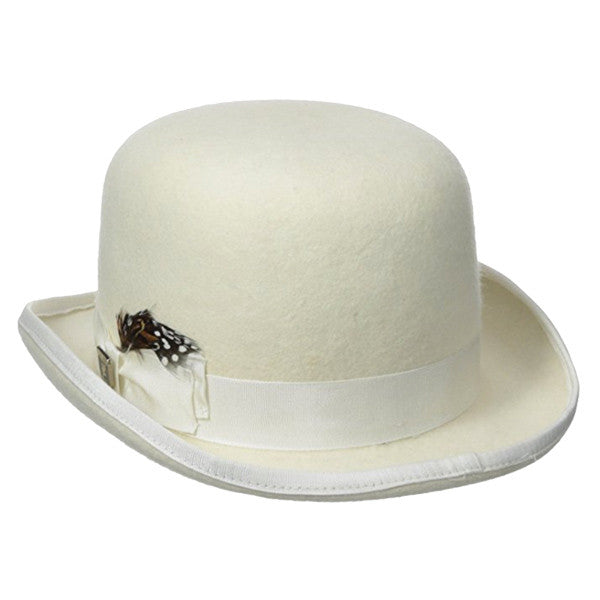 Dorfman Pacific - Stacy Adams Classic Bowler Hat in Ivory - Full View