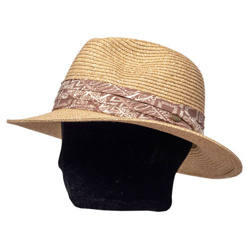 Saint Martin - Sewn Paper Tan Resort Hat (Model Left)
