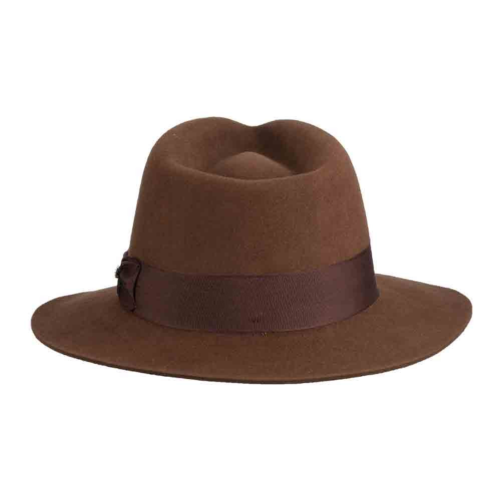 Dorfman Pacific - Fur Felt Indiana Jones Fedora Hat in Brown - Back