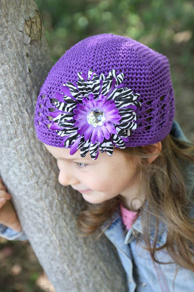 Baby Bezak - Purple Cap With Zebra Flower