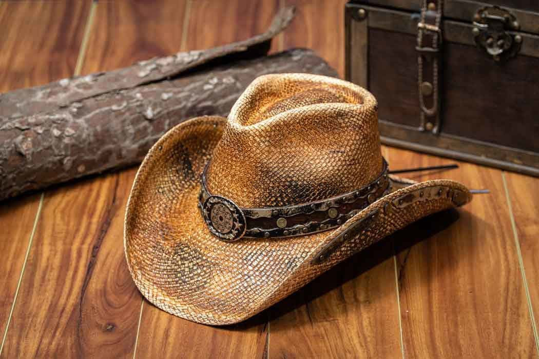 Stampede Hats - "Bullets" Genuine Panama Straw Cowboy Hat (Stock, Lifestyle Image)