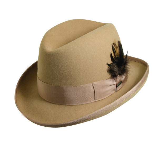 Scala - Camel Homburg Wool Felt Godfather Hat