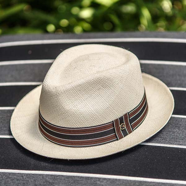 Austral Hats - Beige Panama Hat with Black, Brown and White Stripes