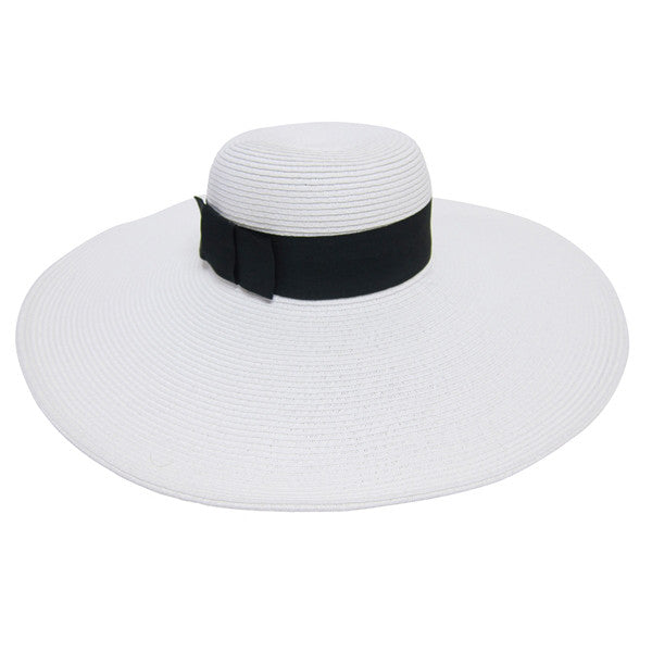 Boardwalk Style - Wide Brim Straw Hat With White Band