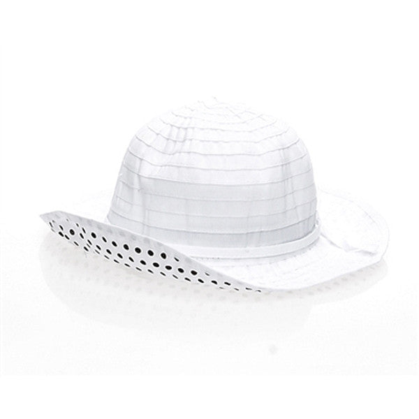 Boardwalk Style - Kids Sun Hat w/ Dot Underbrim in White