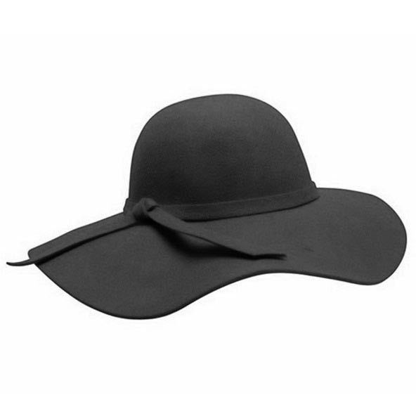 Downtown Style - Wool Felt Floppy Hat Black