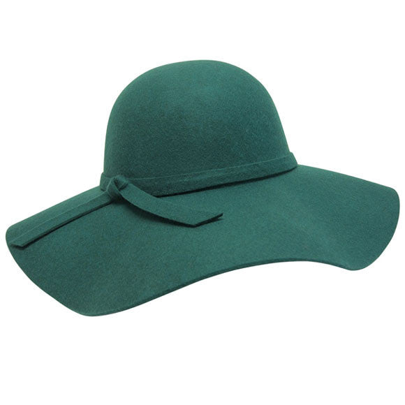 Downtown Style - Wool Felt Floppy Hat Green