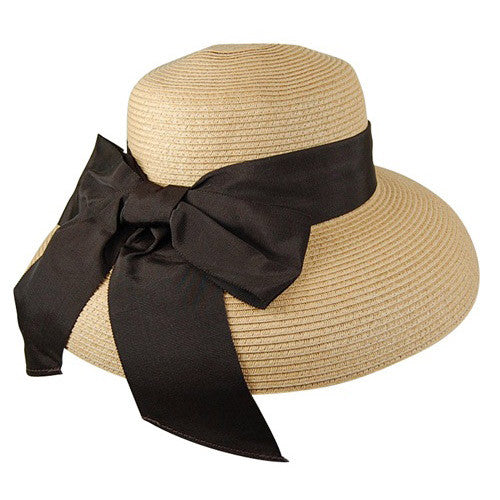Dynamic Asia - Natural Brown Straw Lampshade Sun Hat with Ribbon