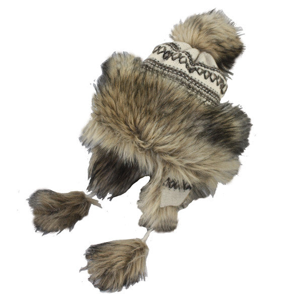 Jeanne Simmons - Beige Crochet Trapper Hat