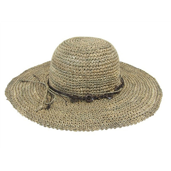 Boardwalk Style - Seagrass Crochet Sun Hat With Beads