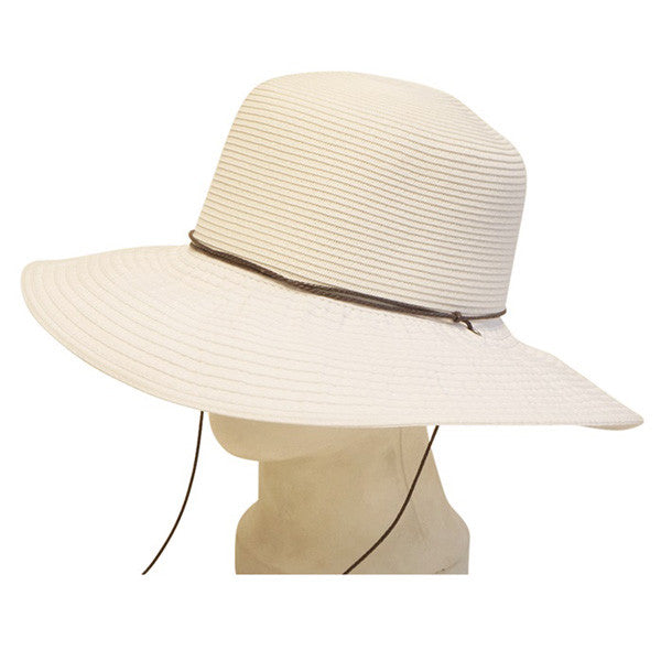 Boardwalk Style - White Straw and Ribbon Lampshade Hat With Cord