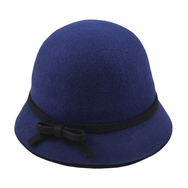 Jeanne Simmons - Navy Wool Felt Bucket Hat