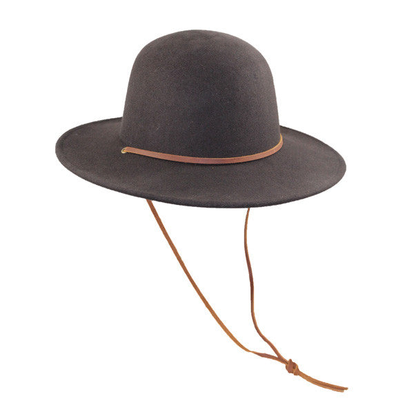Jeanne Simmons - Chocolate Wool Felt 3.5" Brim Hat with Strap