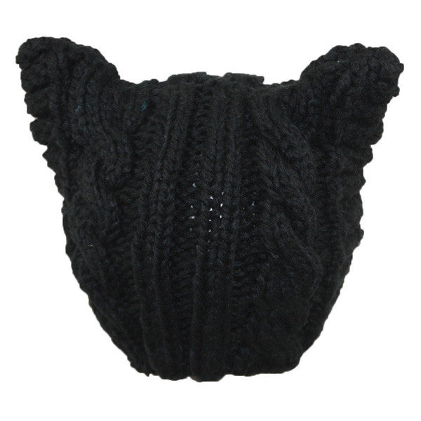 Jeanne Simmons - Black Knit Acrylic Cap with Ears