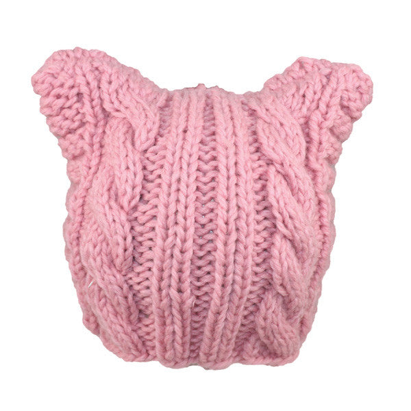 Jeanne Simmons - Pink Knit Acrylic Cap with Ears