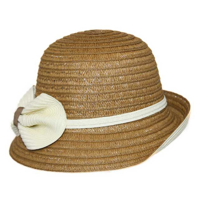 Jeanne Simmons - Tan/Cream Paper Braid Cloche Hat