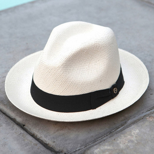 Austral Hats - White Panama Hat with Black Bow Band