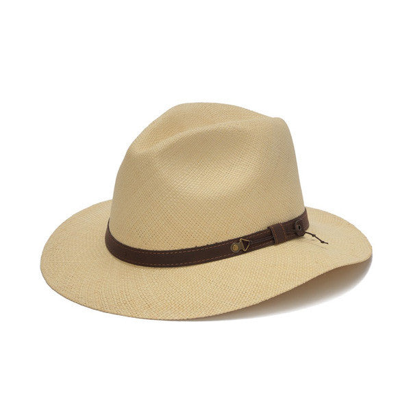 Austral Hats - Beige Wide Brim Panama Hat with Brown Band - Front Angle