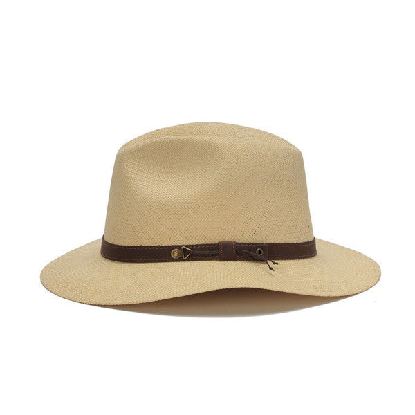 Austral Hats - Beige Wide Brim Panama Hat with Brown Band - Side
