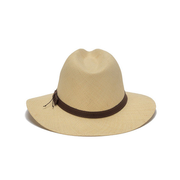 Austral Hats - Beige Wide Brim Panama Hat with Brown Band - Back