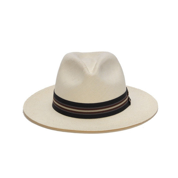 Austral Hats - White Panama Hat with Tri-Tone Stripe - Front