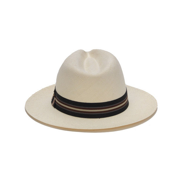 Austral Hats - White Panama Hat with Tri-Tone Stripe - Back