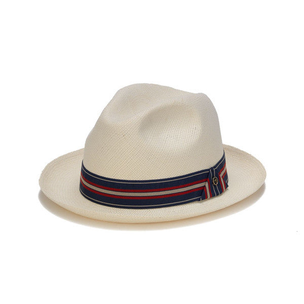 Austral Hats - White Panama Hat with Red, White and Blue Band - Front Angle