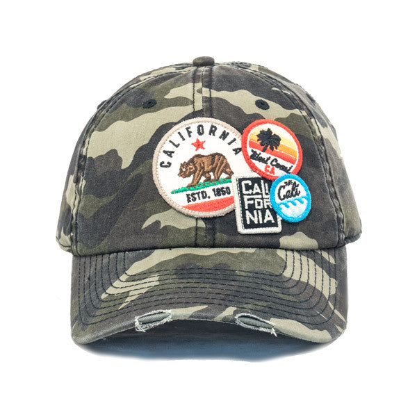 American Needle - Cali Bear Distressed Patch Cap in Camo - Front
