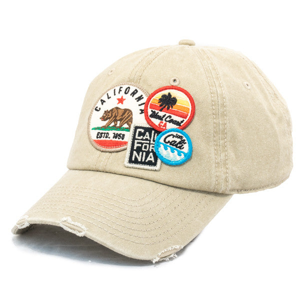 American Needle - Cali Bear Distressed Patch Cap in Stone