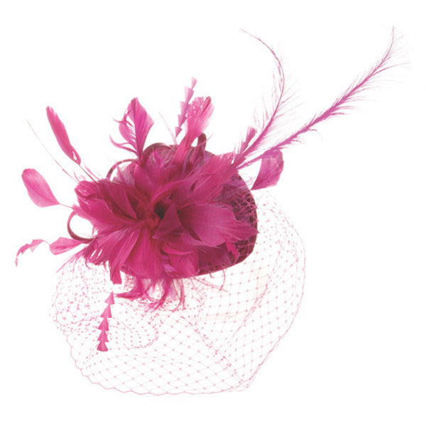 Something Special - Magenta Feather and Lace Fascinator