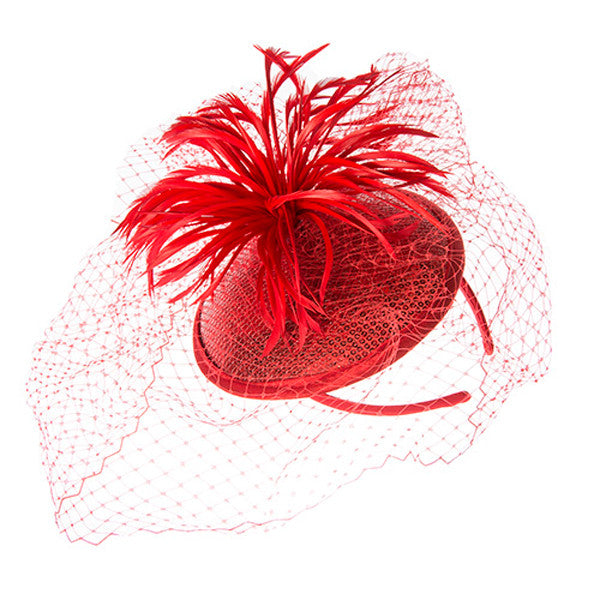 Something Special - Feather Fascinator Hat with Lace Veil
