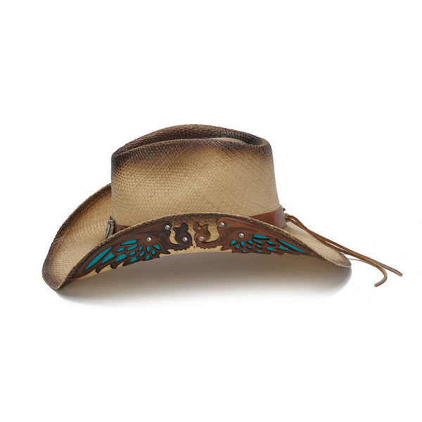 Stampede Hats - Turquoise Wings and Rhinestone Western Hat - Side