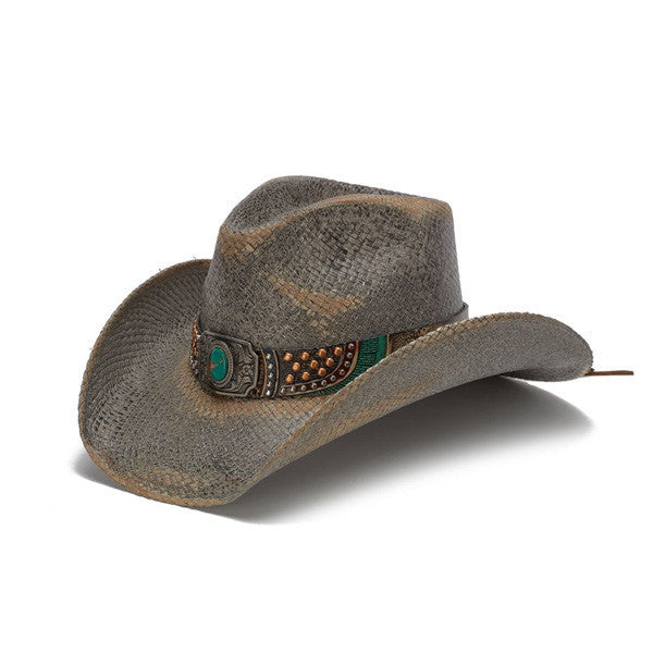 Stampede Hats - Studded Turquoise Blue Stone Cowboy Hat - Front Angle