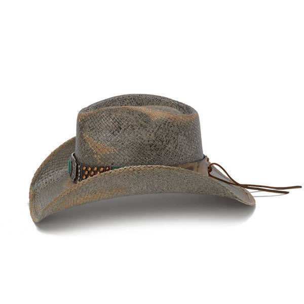Stampede Hats - Studded Turquoise Blue Stone Cowboy Hat - Side