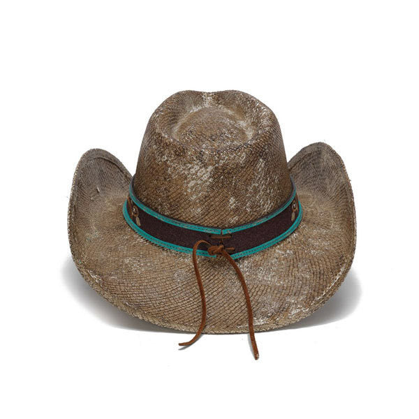 Stampede Hats - Brown Flowers Cowboy Hat with Turquoise and Rhinestones - Back