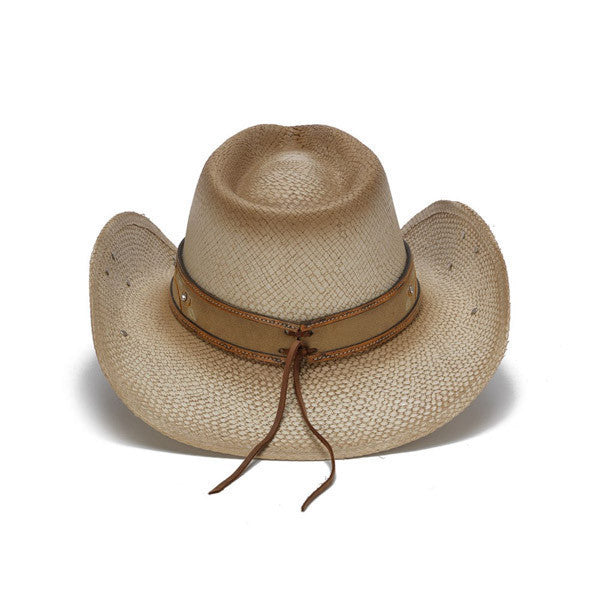 Stampede Hats - Beige Western Hat with Hibiscus Flower and Floral Filigree - Back