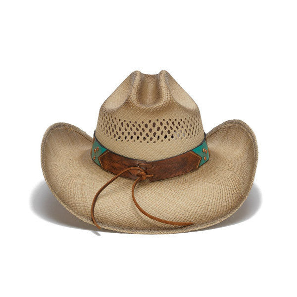 Stampede Hats - Brown and Turquoise Lone Star Western Hat with Chevron Pattern - Back
