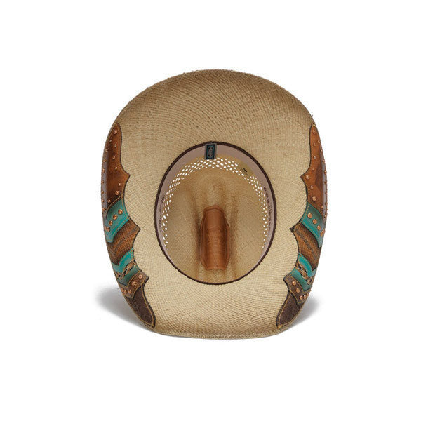 Stampede Hats - Brown and Turquoise Lone Star Western Hat with Chevron Pattern - Bottom