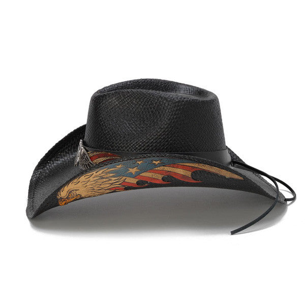 Stampede Hats - Black Vintage Eagle USA Cowboy Hat - Side