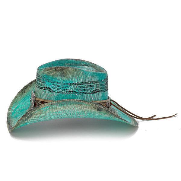 Stampede Hats - Turquoise Lone Star Western Hat with Floral Trim - Side