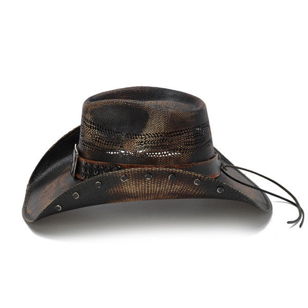Stampede Hats - Studded Black Stain Lone Star Western Hat - Side