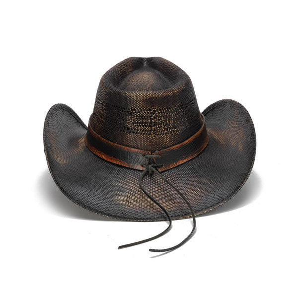 Stampede Hats - Studded Black Stain Lone Star Western Hat - Back