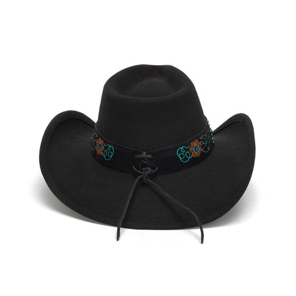 Stampede Hats - Turquoise Blue Stone Felt Cowboy Hat - Back